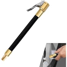 Car Tire Inflator Extension Tube, VG8 Rustproof Copper Quick Clamp and Braided Outside Rubber Inside Hose, High-pressure Resistant Inflation Pump Tool, Universal for American Tires (Black)