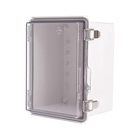 BC-ATP-162113, Plastic Enclosure, ABS Gray Body & PC Clear Cover, P Type for Molded Hinge & Stainless Steel Latch, W6.30 x L8.27 x D5.12" Size, IP67