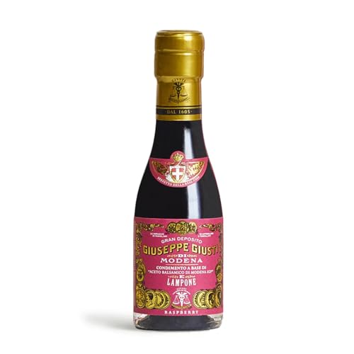 Giusti Raspberry Balsamic Vinegar-Based Condiment from Modena Italy Made With Premium Italian Aceto Balsamico with Natural Raspberry Infusion for Salads & Drizzling 3.38 fl oz 100 ml - Pack of 1