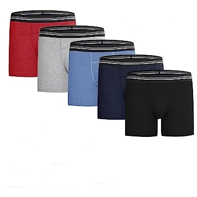 Mens underwear, elastic pure cotton boxer briefs,5-pack