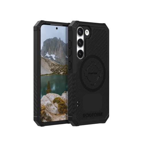 Rokform - Galaxy S23 Case, Rugged Series, Magnetic Case with Twist Lock, Drop Tested Armor Black