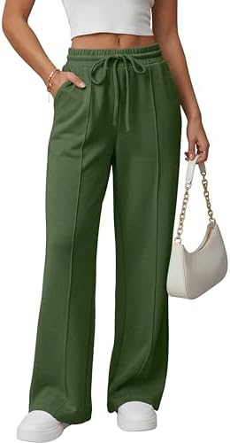 GRECERELLE Sweatpants Women Wide Leg High Waisted Baggy Pants Drawstring Workout Active Joggers Lounge Pants