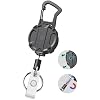 Autonomier 1Pack Heavy Duty Retractable Keychain, Unbreakable Embedded Body with 30.5" Dyneema Cord, Tactical ID Badge Holder Reel Carabiner Clip with Secure Magnetic Closure for Men, Holds 25oz