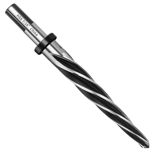 716 Reamer Drill Bit,M2 HSS Tapered for Metal Steel Wood Plastic,716 Bridge Construction Reamer with 38 Non-Slip Shank,5-Spiral Flutes Reamer Drill Bit to Align or Enlarge Holes