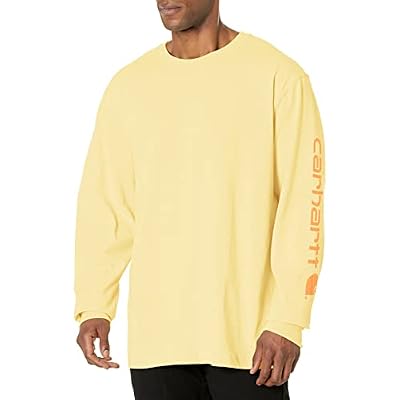 Carhartt Mens Loose Fit Heavyweight Long-sleeve Logo Sleeve Graphic T-shirt