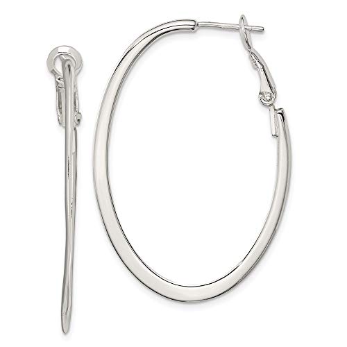 The Black Bow Oval Omega Back Hoop Earrings in Sterling Silver - 40mm 1 12 Inch