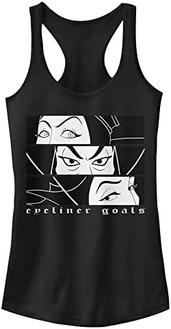 Disney Womens Villains Villian Eyeliner Goals Juniors Racerback Tank Top