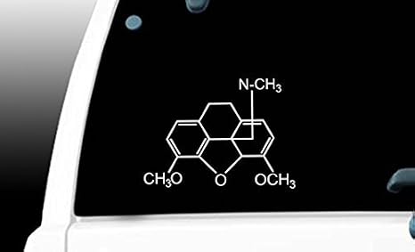 Hydrocodone Vicodin Molecule Molecular Model - 7" White Vinyl Decal Sticker Car Macbook Laptop