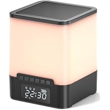 winshine Alarm Clock for Bedroom, RGB Night Light Bluetooth Speaker with Music Rhythms, Wake-up Alarm Clock with Sound and Light, 12 or 24 Hr AutoOff Touch Control, Gift for Teens Girls or Boys, Black