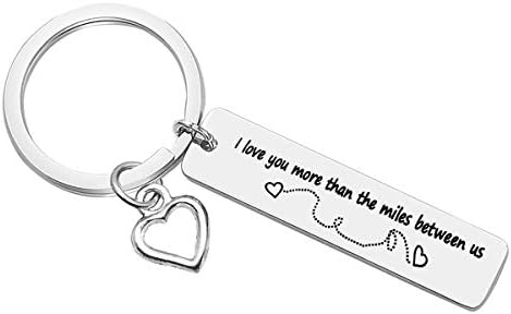 Nekoki Valentines Day Gifts Couple Keychain Long Distance Relationship Gift I Love You More Than The Miles Between Us Keychain for Girlfriend Boyfriend Trucker Husband Dad Gifts