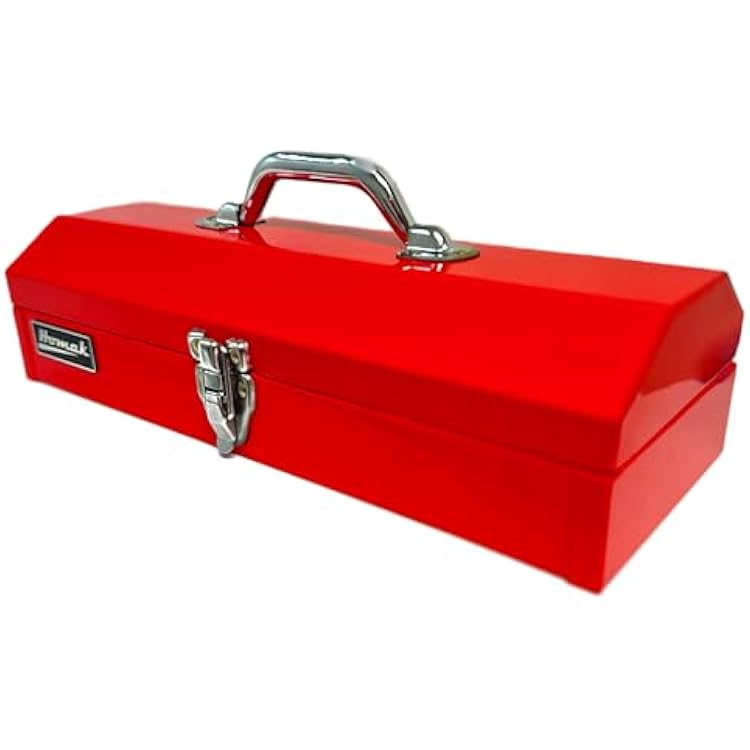 Homak Tool Box, 16 Portable Steel Small Tool Box with Metal Latch Closure & Plastic Handle, Multi-Purpose Heavy Duty Toolbox, Red