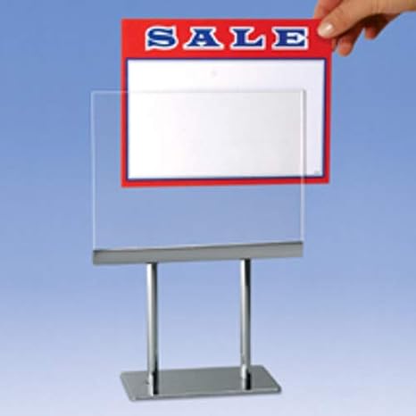 Acrylic Sign Holder With Chrome Base Finish with 5 1/2 H X 7 W Inch