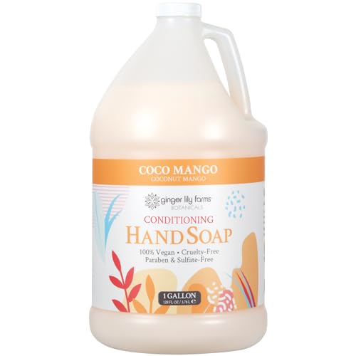 Ginger Lily Farms Botanicals All-Purpose Liquid Hand Soap Refill, Coco Mango, 100% Vegan & Cruelty-Free, Coconut Mango Scent, 1 Gallon 128 fl oz