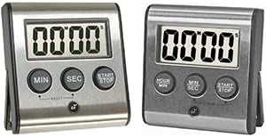 eTradewinds Elegant Digital Kitchen Timers 2 Pack Bundle Featuring Stainless Steel Models eT-23 and Model eT-78, Auto Shutoff Auto Memory