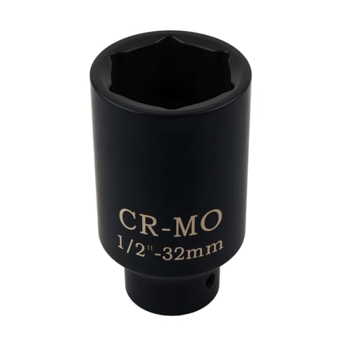 32mm Socket 12 Drive with 6 Point Design,Anti-Rust Axle Nut Sockets Set for Quick Shaft Nut Removal,Professional Deep Impact Socket Set 12 Drive Essential Car Tools 32mm