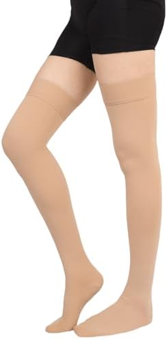 Thigh High Compression Socks Women, 20-30mmHg Compression Stockings for Women Men, Closed Toe Graduated Compression Socks with Silicone Band for Varicose Veins, Edema, Post-Surgery