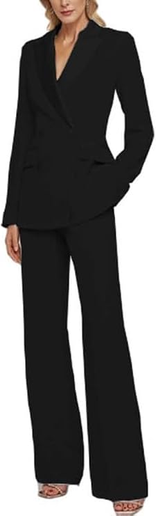 Double Breasted Womens Pant Suit Slim Fit Work Business Suit Prom