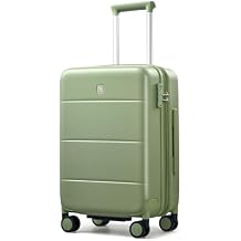 Hanke Expandable Carry On Luggage 22x14x9 Airline Approved, 20 Inch Hardside Luggage with Spinner Wheels, All-PC Hard Shell Carry-On Suitcase, Lightweight & TSA Approved (Bamboo Green, 46L)