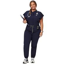 FIGS Rafaela Cargo ScrubJumpsuit for Women Comfortable Fit One-Piece Jogger Scrub Set, High Rise Waistband, 9 Pockets