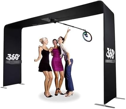 360 Photo Booth, Rotating Ring Light Stand for Groups, Durable Spin Machine with LED Glow for Parties Events