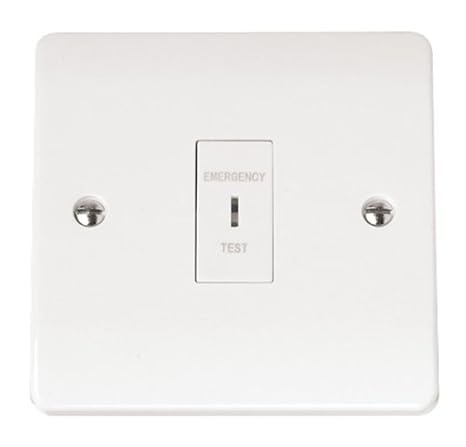 White Emergency Lighting Double Pole Test Key Switch inc Key