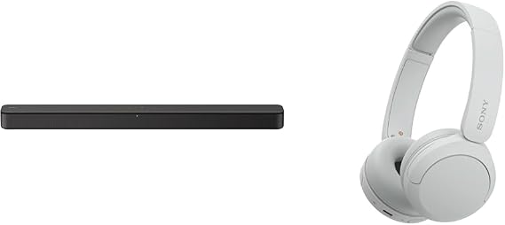 Sony S100F 2.0ch Soundbar with Bass Reflex Speaker, Integrated Tweeter and Bluetooth & WH-CH520 Wireless Headphones Bluetooth On-Ear Headset with Microphone, White