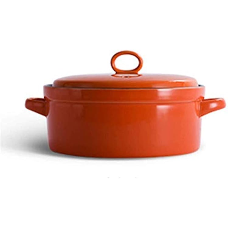 Clay Pot for Cooking Casserole,Ceramic Crucible with Lid,Open Fire Casserole,Imitation Cast Iron Stew Pot Casserole Orange