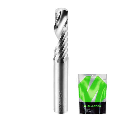 O Flute Upcut Spiral Router Bit 14 Inch Shank 14 Inch Cutting Dia. Carbide Single Flute CNC Router Bit, Ideal for Aluminum, Plastic, Acrylic, Wood, MDF and PVC