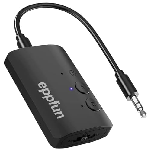 Bluetooth 5.2 Transmitter Receiver, Noise Cancelling 3.5mm AUX Bluetooth Car Adapter, Aptx AdaptiveHD Audio, Wireless HiFi Audio Receiver for Home StereoHeadphonesTVCarAirplane