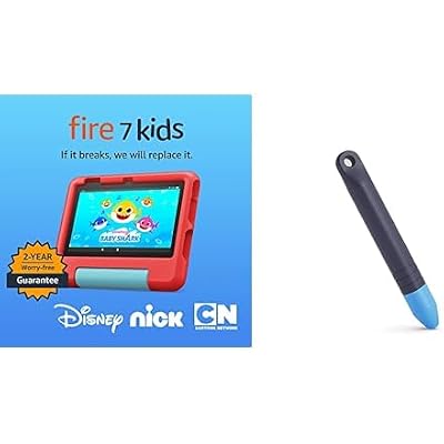 Fire 7 Kids Tablet (16GB, Red) + Kids Stylus