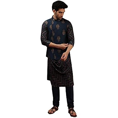 Elina fashion Mens Indian Rayon Kurta Pajama And Nehru Jacket Waistcoat || Designer Ethnic Wedding Diwali Puja Set