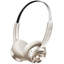iKF R1 Pop Wireless On Ear Bluetooth Headphones 75H Playtime APP Custom EQ Noise Isolation Built-in Mic Lightweight for Workout Traval Gaming (Off White)