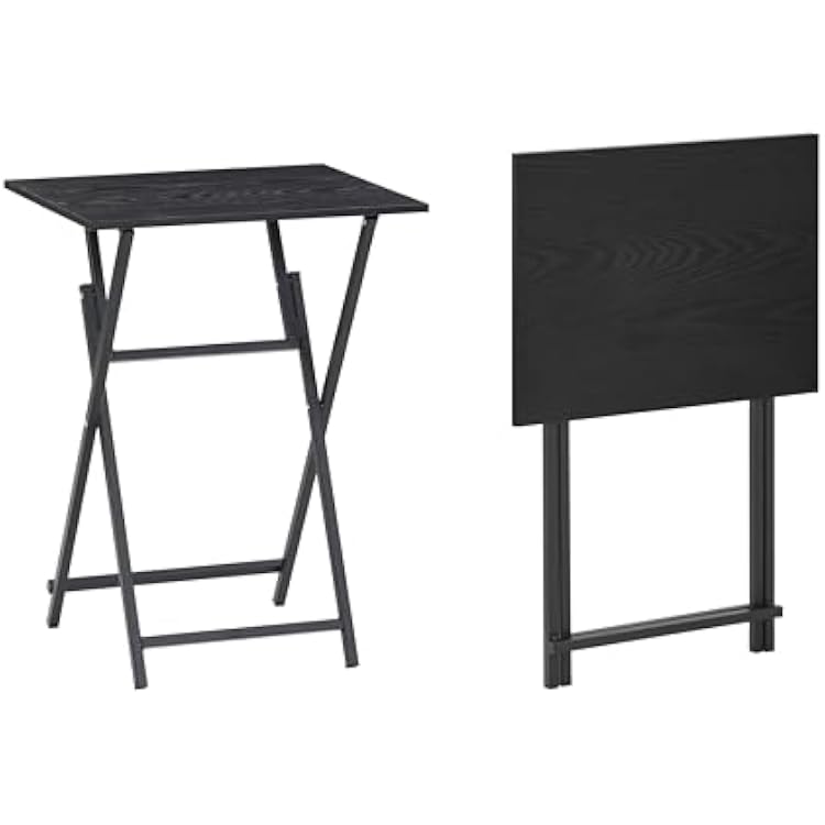 JOIN IRON Foldable TV Tray Portable Wooden Snack Table,No Installation Required, for Livingroom, Bedroom, Office, Tiny Desk,Set of 2, 2 Pack