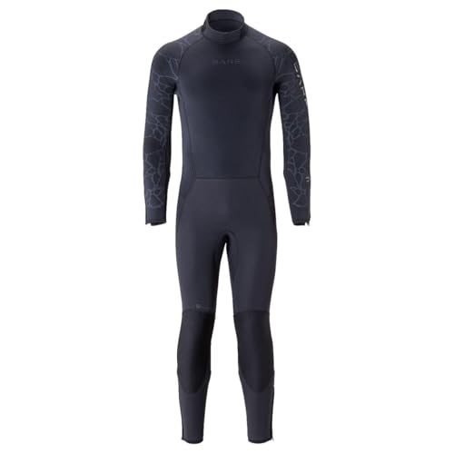 BARE 7MM Mens Velocity Ultra Full 2.0 Wetsuit | Unique Omnired Material Woven into The Torso for Added Warmth | Full Stretch Neoprene |Black, MLT