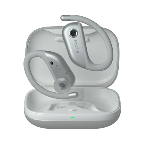 1MORE Fit Open Earbuds S50, Open Ear Wireless Headphones Bluetooth 5.3 with 4 Microphone, Earbuds with Earhooks for Sports Running, IPX7, Fast Charging, 38H-Playtime, Preset EQ Via App, Silver