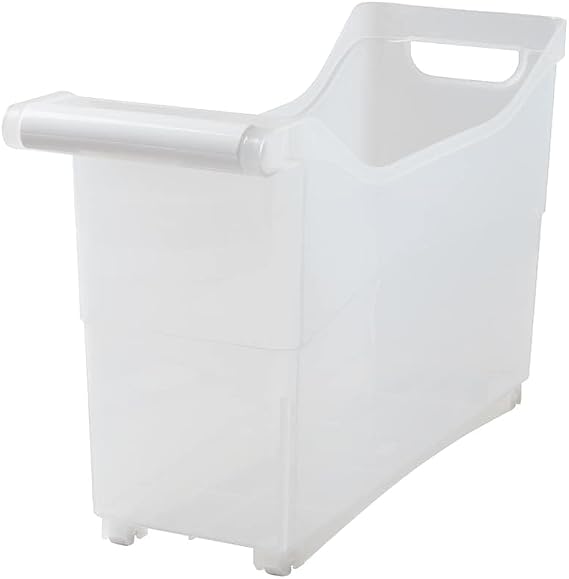 Storage Bin with Handle and Rolling Wheels for Kitchen Organization Plastic - White