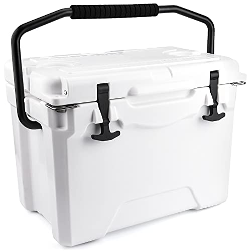 DRM Camping Cooler Grey 20 Quart Camping Ice Chest Plastic Outdoor
