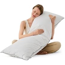 DWR Goose Feather Down Body Pillow Full Body Support Pillow, Organic Cotton Cover, Medium Support for Side Sleepers, Back, Hip & Knee Comfort, 20x54, Pack of 1