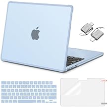MOSISO Compatible with MacBook Air 13 inch Case M5 M4 M3 M2 2026-2022 A3449 A3240 A3113 A2681,Protective Hard Case&Keyboard Skin&Screen Film&Type C with TPU Bumper for MacBook Air 13.6, Sky Blue