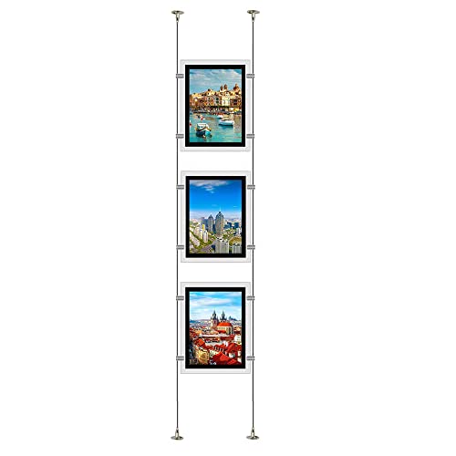 HKSIGN-A4 Display Box Photo Poster Frame Real Estate 8.5X11 Led Window Display Hanging Office Sign Acrylic Window Advertising Sign Holder Double side 3pcs A4 Portrait row