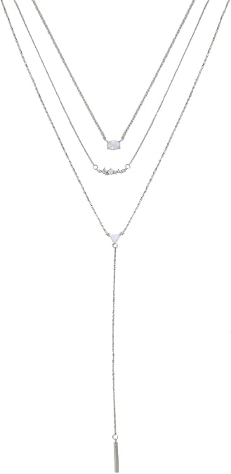Ettika Lariat Necklace for Women. Gold Drop Necklace, Necklaces for Women. 18K Gold or Rhodium Plated Chain. Trendy Jewelry