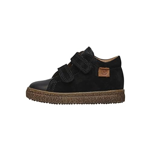 Naturino Albus VL-Nappa Leather and Suede Sneakers-Black