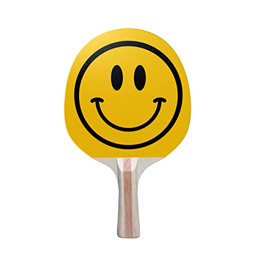 Happy Face Colorful Design Ping Pong Paddle Premium 5 Ply Black Back