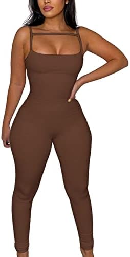 Women Spaghetti Strap Bodycon Tank One Piece Jumpsuits Rompers Playsuit