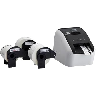 Brother QL-800 High-Speed Professional Label Printer, Plug & Label Feature, Brother Genuine DK Pre-Sized Labels, Multi-System Compatible Black & Red Printing Available Required USB Cable Included