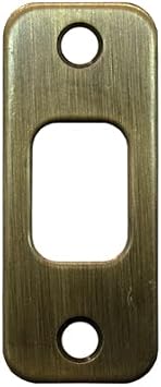 Stone Harbor Hardware Round Corner Deadbolt Strike Plate, 1-1/8" x 2-3/4", 2-1/8" Center-to-Center, Antique Brass