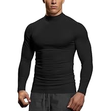 Zengjo Mens Mock Neck Long Sleeve Light Compression Shirts for Workout Running Thermal Athletic Baselayer Top