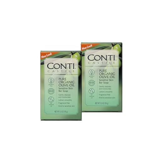 Conti Castile Pure Organic Olive Oil Sensitive Skin Bar Soap 3.5 Ounce Pack of 2