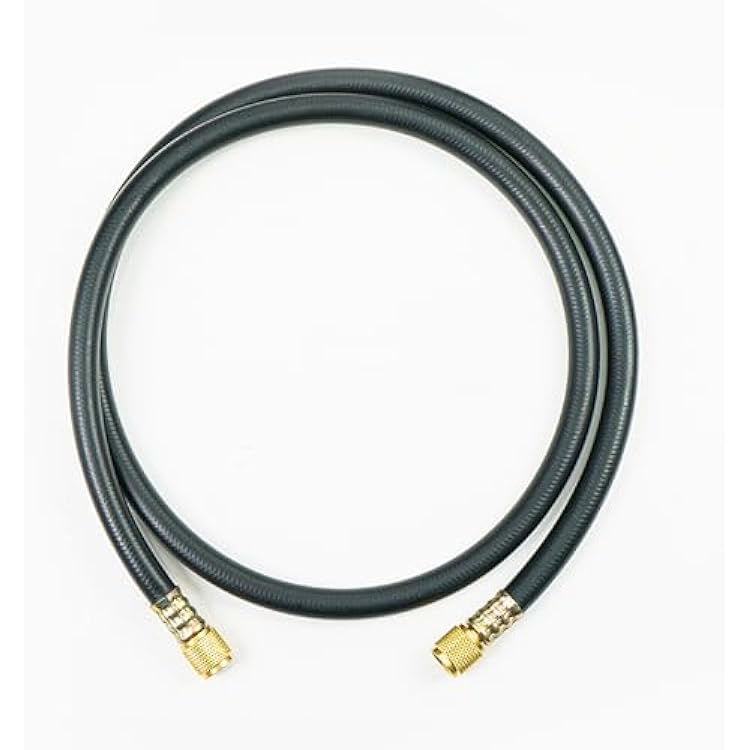 Elitech Hvac Vacuum Hose,Fittings 38 x 38,Heavy Duty Charging Vacuum Hose,Working Pressure: 600 Psi,Burst Pressure: 3000 Psi, 5 Ft, Black, For R134A, R404A, R22 and Common Refrigerants