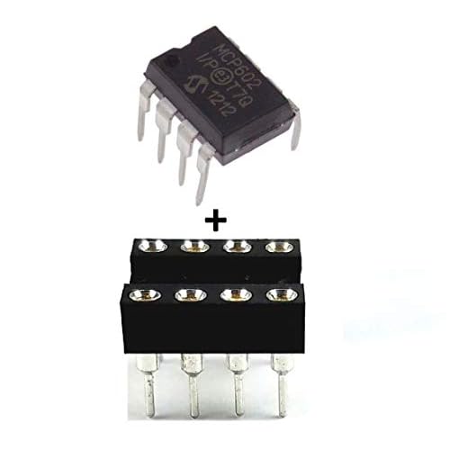 Microchip MCP602-IP MCP602 Dual Operational Amplifier Op-Amp 2.8MHZ 2.3Vus DIP-8 & DIP Sockets with Machined Round Contact Pins Holes 2.54mm Breadboard-Friendly 1 Pair